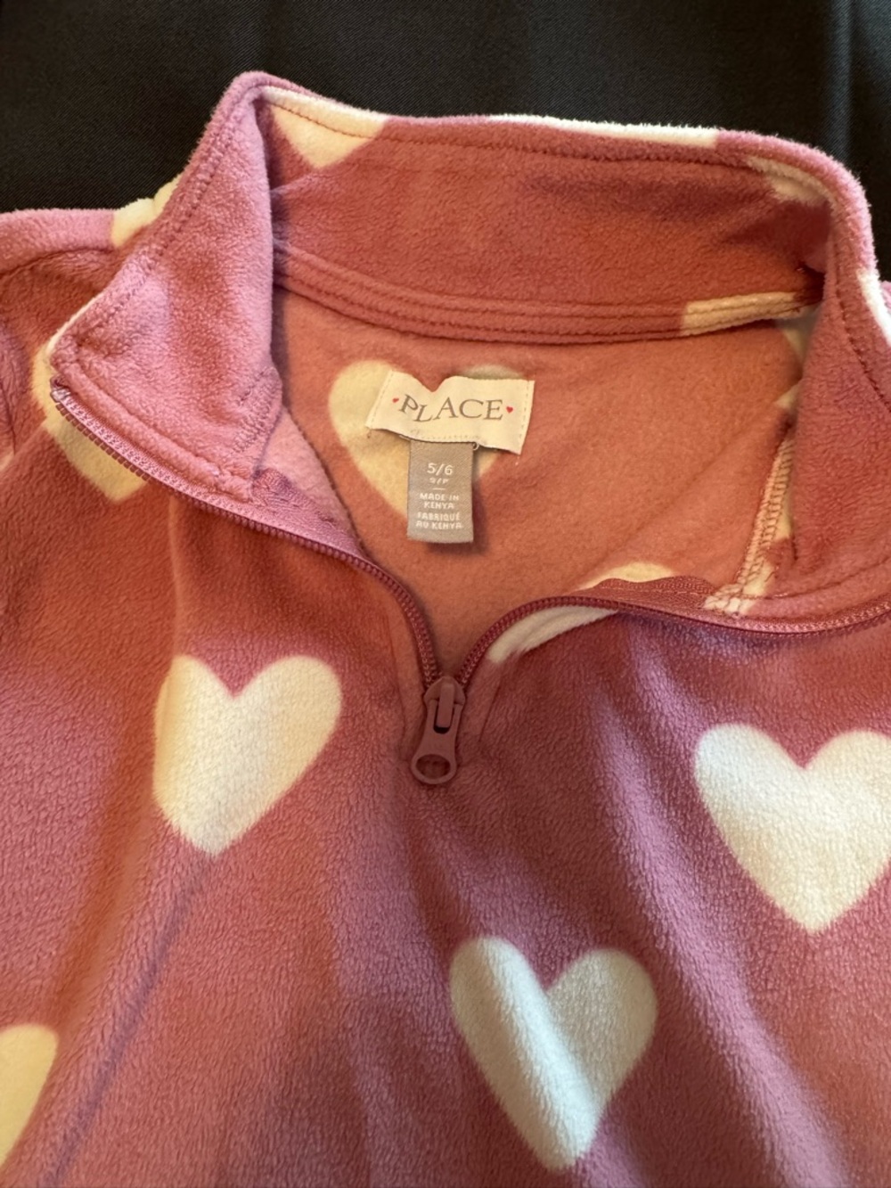 The Children’s Place Pink Heart Fleece Half-Zip Pullover Sweater Toddler 5/6 - Picture 5 of 7